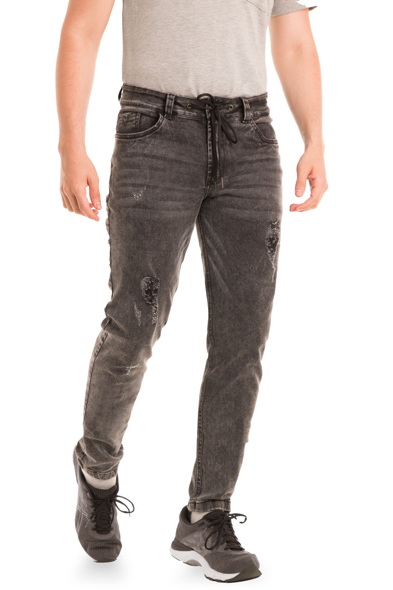 DAVIDE JEANS CLASSIC SLIM BLACK DISTRESSED DENIM