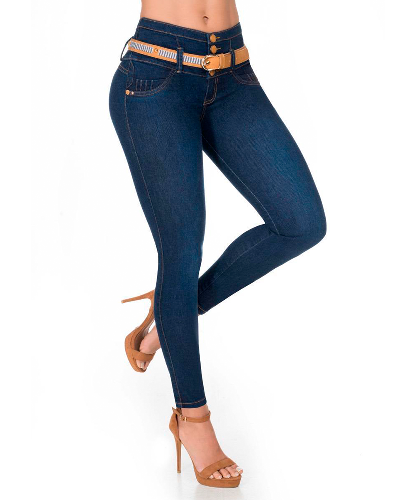 MILA, 4 BUTTON JEAN WITH BELT-FINAL SALE